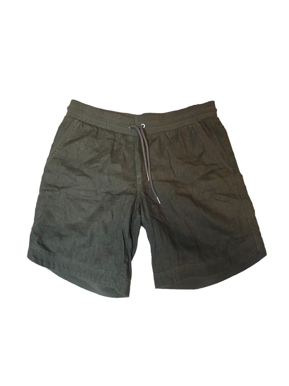 Athleta Olive Green Cabo Linen 8" Shorts Drawstring Casual Athleisure Size 6